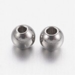 Korálek z nerezové oceli - platinový - 3 x 3 mm - 1 ks