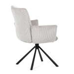 Židle jídelní, krémová manšestrová látka, 360° vratný mechanismus, černý kov
