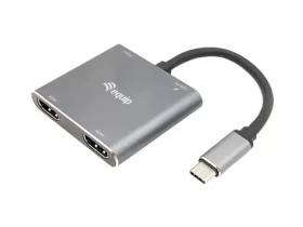 Equip USB-C MST hub stříbrná / USB-C adaptér / 2x HDMI 4K/30Hz / PD 100W / USB-A 3.2 / kabel 0,15 m (133484)