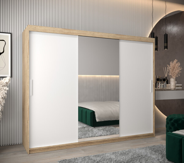 Šatní skříň Abi T1 Barva korpusu: Dub Sonoma, Rozměry: 250 cm, Dveře: Bílá