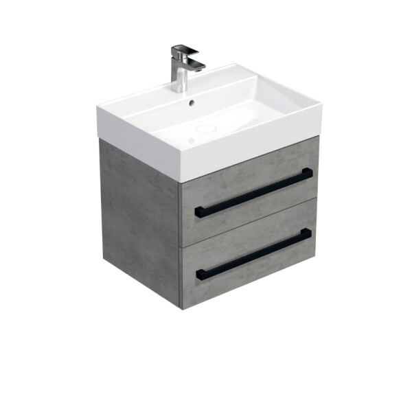 Koupelnová skříňka s černou úchytkou a umyvadlem SAT Cube Way 60x47,5x46 cm beton mat CUBE46C602BESAT CUBE46C602BESAT