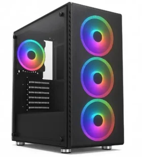 1stCOOL RAINBOW 4 černá / Skříň PC / ATX / Middle Tower / 4x RGB ventilátor / tvrzené sklo (ML-RAINBOW4-AU-USB3)