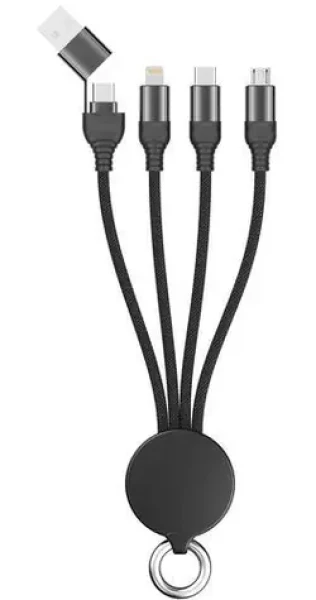 2GO 3in1 černá / Nabíjecí kabel / USB-A + USB-C na USB-C + Micro-USB + Lightning / 15 cm (797363)