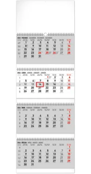 NOTIQUE Nástěnný kalendář 4měsíční standard skládací 2026 / 29.5 x 84.5 cm (PGN-35764-L)