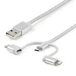 StarTech Lightning Cable stříbrná / Datový kabel / USB-A + Micro-USB B + USB-C / 1 m / 480 Mbit/s (LTCUB1MGR)