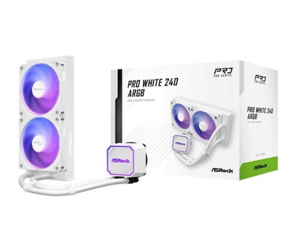 ASROCK Vodní chladič Pro White 240 ARGB, 2x120mm, LGA1851, AM5, bílá EDF_1883124