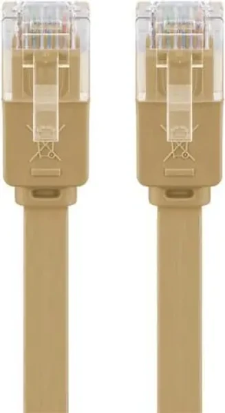 Goobay CAT6 U/UTP plochý hnědá / Patch kabel / výška 1,5 mm / pozlacené kontakty / 15 m (95883)