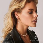 Royal Fashion náušnice 14k zlato Vermeil GU-DR23083E-ROSEGOLD-MOONSTONE-TOPAZ