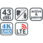 EVOLVEO Xany 2B LTE 230/5V, 43dBi aktivní pokojová anténa DVB-T/T2, LTE filtr