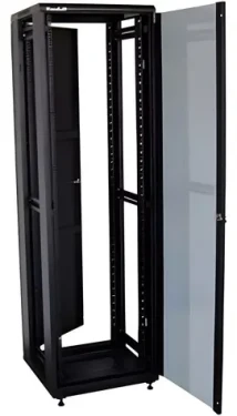 XtendLan 42U/800x1000 černá / Stojanový rozvaděč / 19" / skleněné dveře / plná záda (ECO-42U-810-BLACK-S)