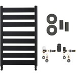 CERANO - Koupelnový radiátorový set Marco - ústřední vytápění - boční připojení - 698W - černá matná - 920x550 mm CER-701326
