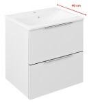 SAPHO - SET koupelnová skříňka CIRASA 50cm s úzkým umyvadlem a LED zrcadlem, 2x zásuvka, bílá lesk KSET-110