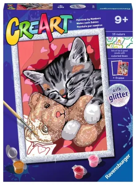 Ravensburger CreArt Kotě s medvídkem (se třpytkami)