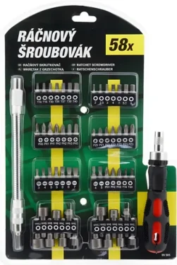 Green Sada ráčnového šroubováku 58 dílů / Šroubovák / Ráčnový / Bity / Ohebný nástavec