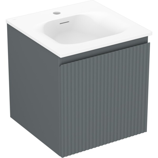 MEXEN/S - Rivel koupelnová skříňka 45 cm s umyvadlem Vela, 1 šuplík, reliéf , grafit mat/bílá mat 91A20-04547-1-BF66-W23M01