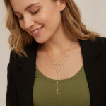 Dámský dvojitý náhrdelník z chirurgické oceli Claire, Zlatá 38 cm + 5 cm (prodloužení)