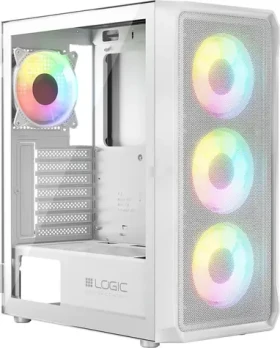 Logic Portos ARGB Midi bílá / ATX / micro-ATX / mini-ITX / bez zdroje / 1 x USB 3.0 / 2 x USB 2.0 / průhledná bočnice (AT-PORTOS-20-0000000-0002)