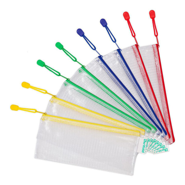 Djois obálka se zipem, DL, PVC síťovina, mix barev, 8 ks