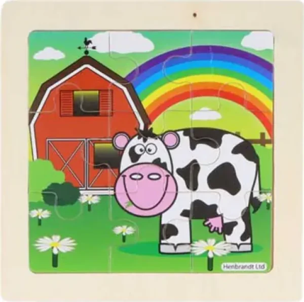 Dřevěné puzzle Farma: Duhový den