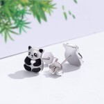 LUNICA Stříbrné puzetové náušnice PANDA 0669