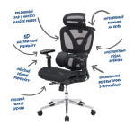 Kancelářská židle, synchronní mechanismus, černá síťovina, KA-B2363 BK