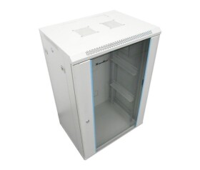 XtendLan 19" nástěnný rozvaděč 18U 600x600, nosnost 60 kg, skleněné kouřové dveře, rozložený, šedý EDF_10102701