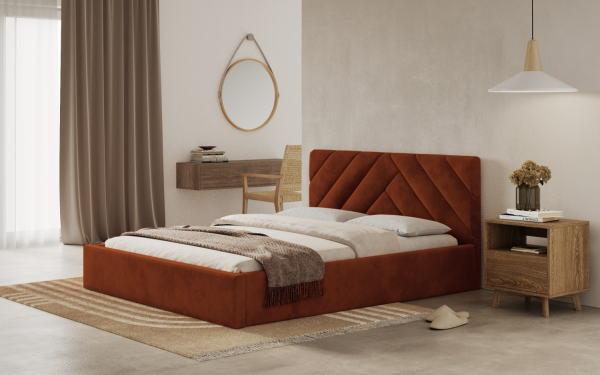 FRONTI Postel PRATO 160x200 měděná s úložným prostorem