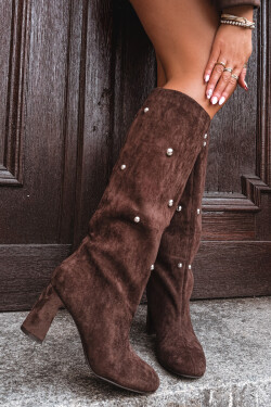 Dámské Zimní Kotníkové Boty Na Podpatku S Ozdobnými Detaily Čokoládové Lucinda 38