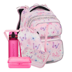 Bagmaster DOPI 25 A velký školní set pro prvňáčky – motýlci Růžová 23 l 191799