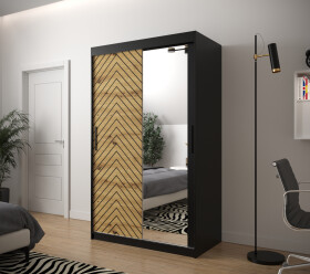 Šatní skříň Abi Jodelka 2 Barva korpusu: Černá, Rozměry: 120 cm, Dveře: Dub artisan