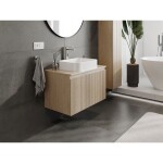 MEXEN/S - Rivel koupelnová skříňka pod umyvadlo 80 cm s deskou, 1 šuplík, reliéf , dub 91A20-08047-1-BFC81