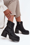 Kožené zateplené dámské kotníčkové boty na podpatku a platformě Vinceza 66831 Černé 38