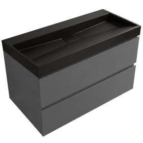 CERANO - Koupelnová skříňka Carole - antracitová + umyvadlo z lit. mramoru Vita - černá matná - 100x58x46 CER-566306