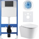 CERANO - Kompletní WC set Profi/Carlito - bílá lesklá - WC tlačítko Slim/Černá matná - předstěnová instalace - 48,5x36,5 CER-8050BD75