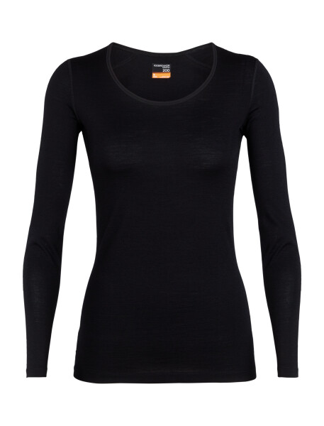 Dámské merino triko dlouhý rukáv ICEBREAKER Wmns 200 Oasis LS Scoop, Black velikost: M