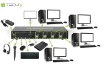 Techly IDATA-DP-KVM4 / KVM přepínač / DisplayPort 1.2 / 4 PC / 4K 30Hz / USB Hub (IDATA-DP-KVM4)