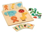 DJECO Dřevěné magnetické puzzle Obličeje zvířátek