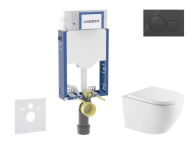 GEBERIT - Kombifix Set předstěnové instalace, klozetu Oudee a sedátka softclose, tlačítko Sigma20, černá lesk/černá mat SANI15CA5163