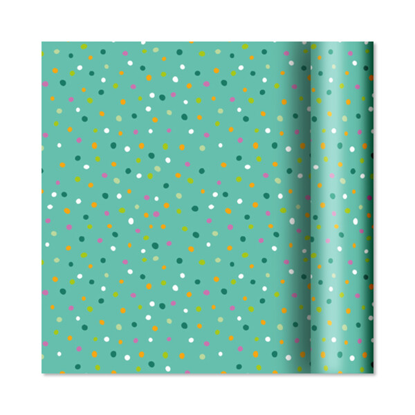 Dárkový papír - role 2 m × 70 cm - Barevné tečky na zelené - Albi
