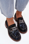 Kožené semišové dámské mokasiny s odlišným detailem D&A MR52-178 Černé 37
