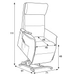 Relaxační křeslo, elektrické kabelové ovládání, šedá, látka, TV-L8960 GREY2