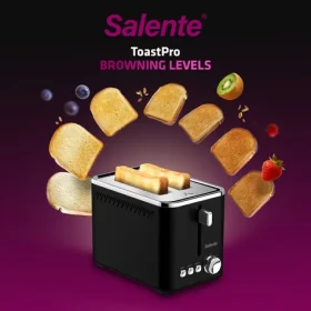 Salente ToastPro černá / Topinkovač / nerez / 950 W / 2 sloty / 7 stupňů opečení / FixBake (TOASTPRO-BK)