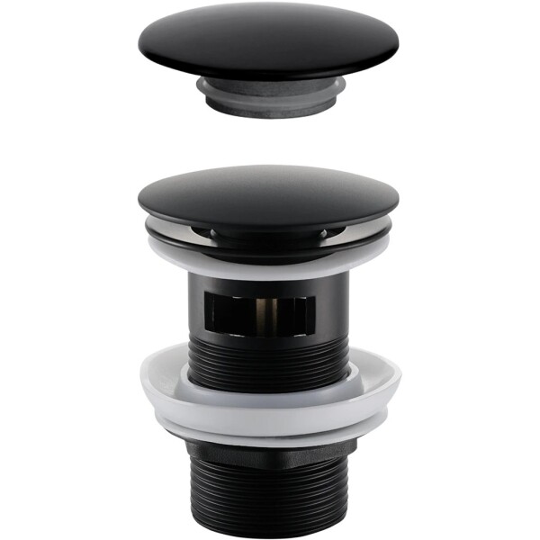 CERANO Umyvadlová výpusť - 5/4“ click-clack s přepadem + kryt z litého mramoru - 25/60mm - černá matná