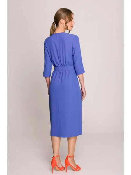 Šaty se zavinovacími detaily S396 modré - Stylove XL