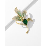 Exkluzivní brož Swarovski Elements Audrey - orchidej, Zelená