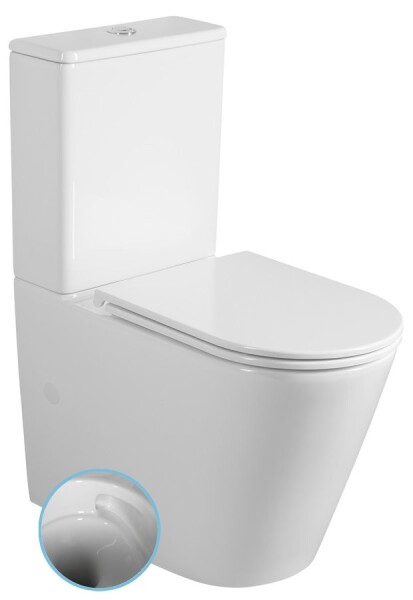 SAPHO - AVIS WC kombi, Vortex Rimless, spodní/zadní odpad, bílá PC106V