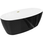 MEXEN/S - Lira volně stojící vana vzor 170 x 80, bílá/černá, sifon a přepad zlatá kartáčovaná 52831708075-55