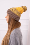 Dámská čepice s bambulí Abigail K326 cappuccino+yellow UNI