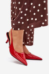 Lakované Lodičky Na Jehlovém Podpatku S Otevřenou Patou Červené Talira 39