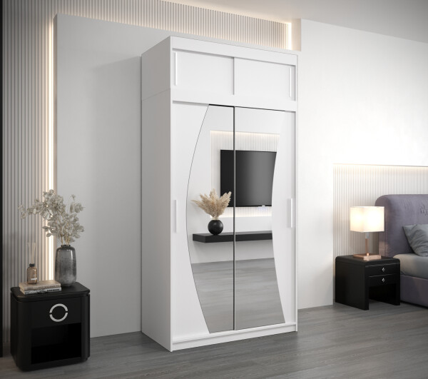 Šatní skříň Abi W0 s nástavcem Barva korpusu: Bílá, Rozměry: 120 cm, Dveře: Bílá